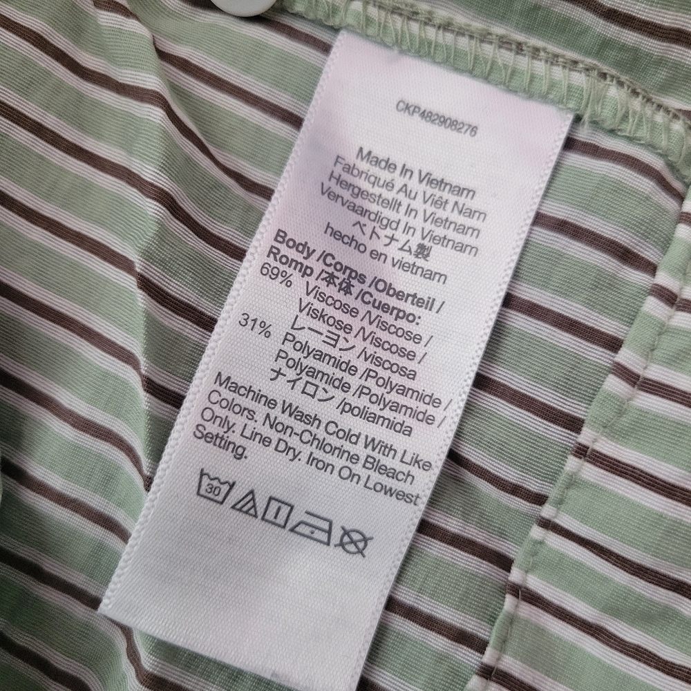Madewell Dolman Crop Top Stripe Shirt Pistachio Green Brown Ivory Cropped Small - Picture 6 of 9